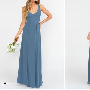 Jenn Maxi Dress, slate blue chiffon